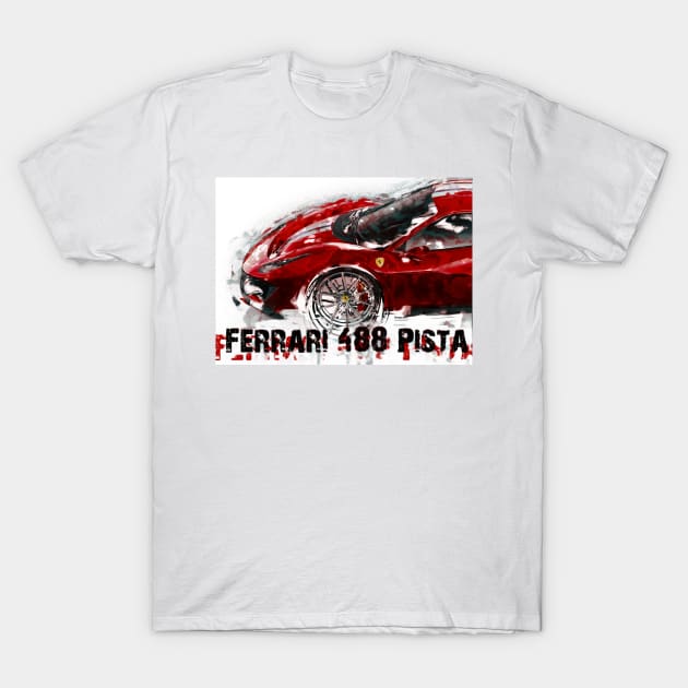 Ferrari 488 Pista T-Shirt by 5thmonkey